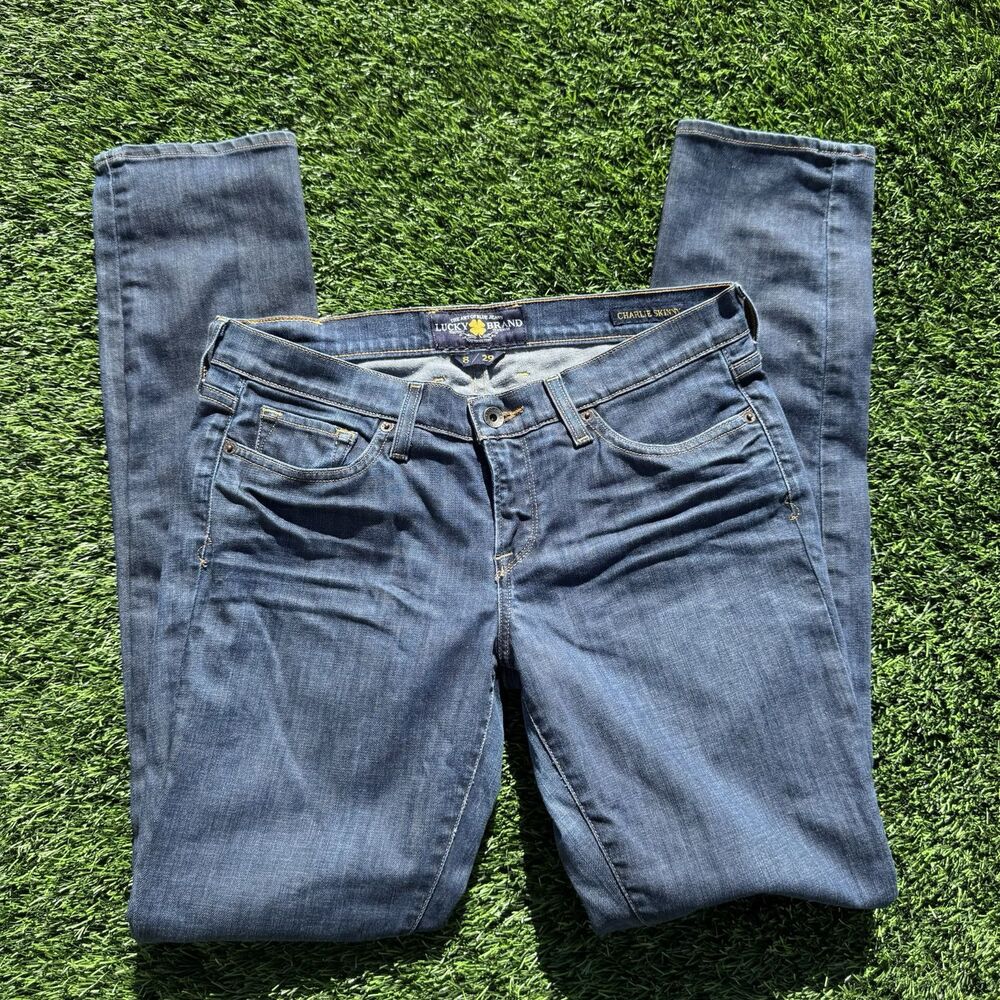 Lucky Brand Jeans Women's 8/29 Charlie Skinny Dark Wash Blue Stretch Denim Pants
